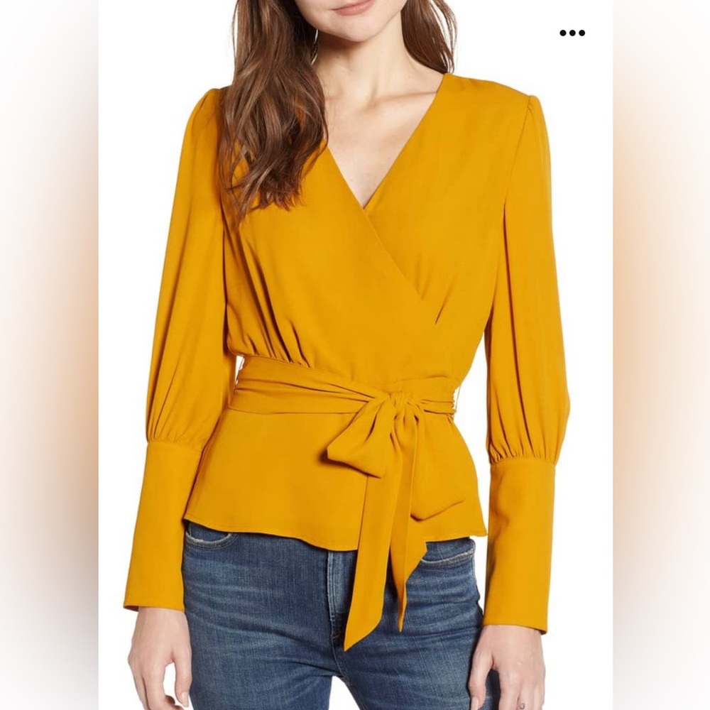 NWT Chelsea28 Tie Waist Blouse, Size L. Color: Brown Buckthorn.